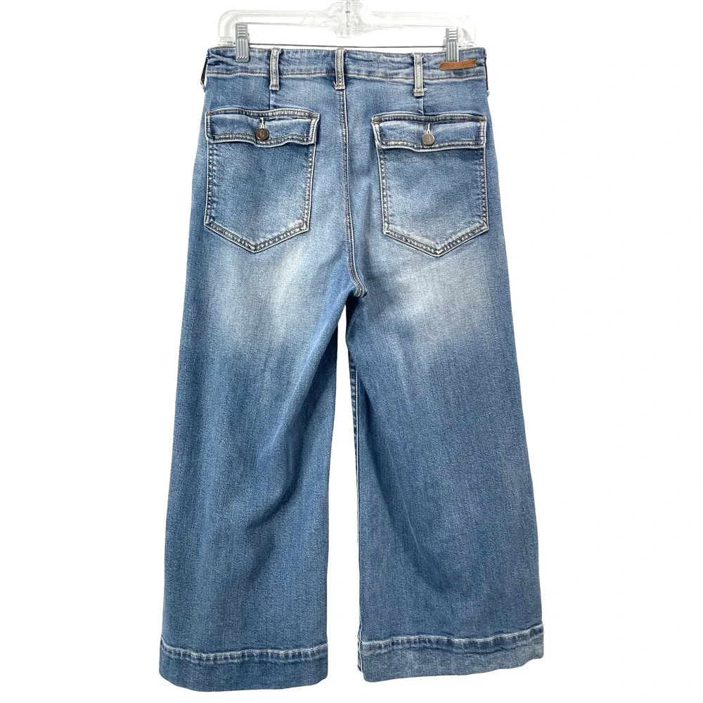 Anthropologie Pilcro High-Rise Crop Wide-Leg Jeans Size 29 blue boho utility